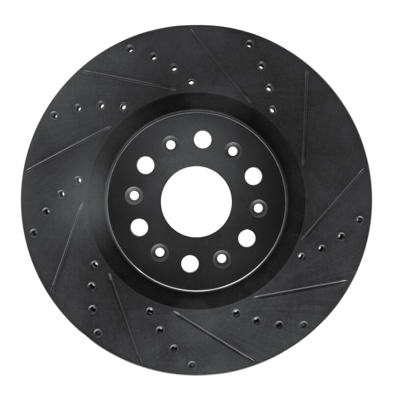 Buick Enclave Brake Rotor (1) - Front Right - R1 Concepts - Drilled & Slotted - Black - `17-`25